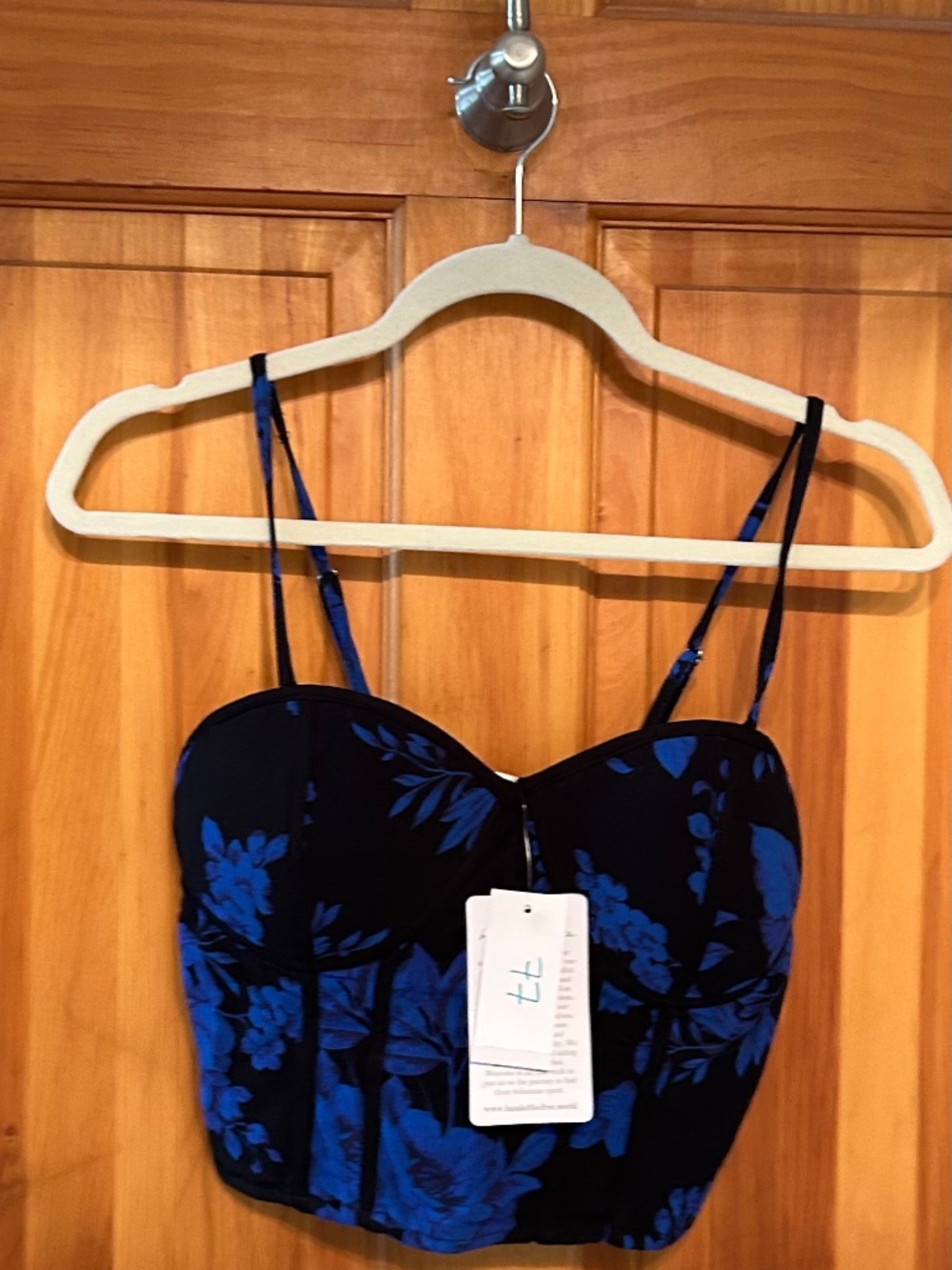 NWT Band of the Free Small Cobalt Blue Floral Corset Top